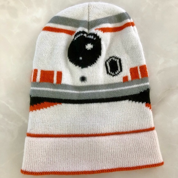 Star Wars BB-8 Toque Beanie Knit Winter Hat Cap Robot Droid White Orange - Picture 3 of 5